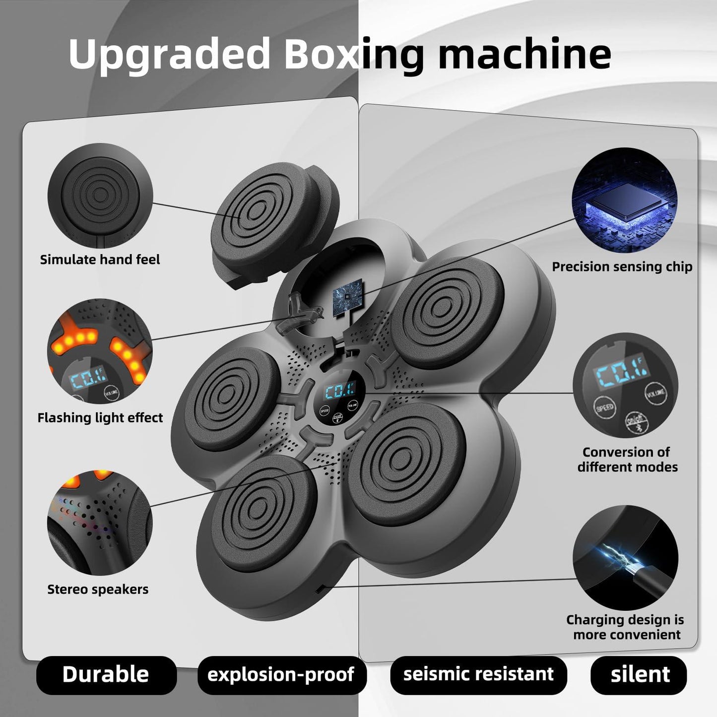 PowerHit Smart Music Boxing Target - Bluetooth - connected, APP - controlled, Multi - mode Training Fitness Wonder（MBT001）